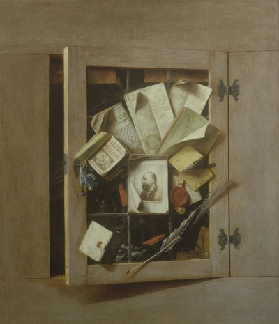 Un trampantojo de un armario abierto, 1665 de Cornelis Norbertus Gysbrechts